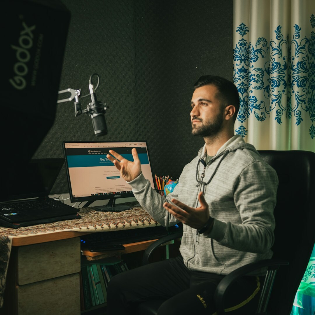 Portrait of a Finnish male broadcast director in a studio